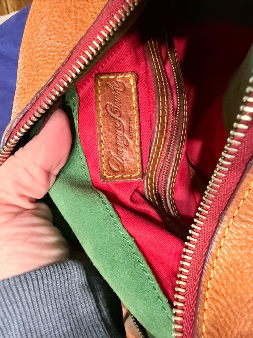 Dooney & Bourke Cognac Leather Shoulder Bag with Braided Handles LARGE - Picture 11 of 12
